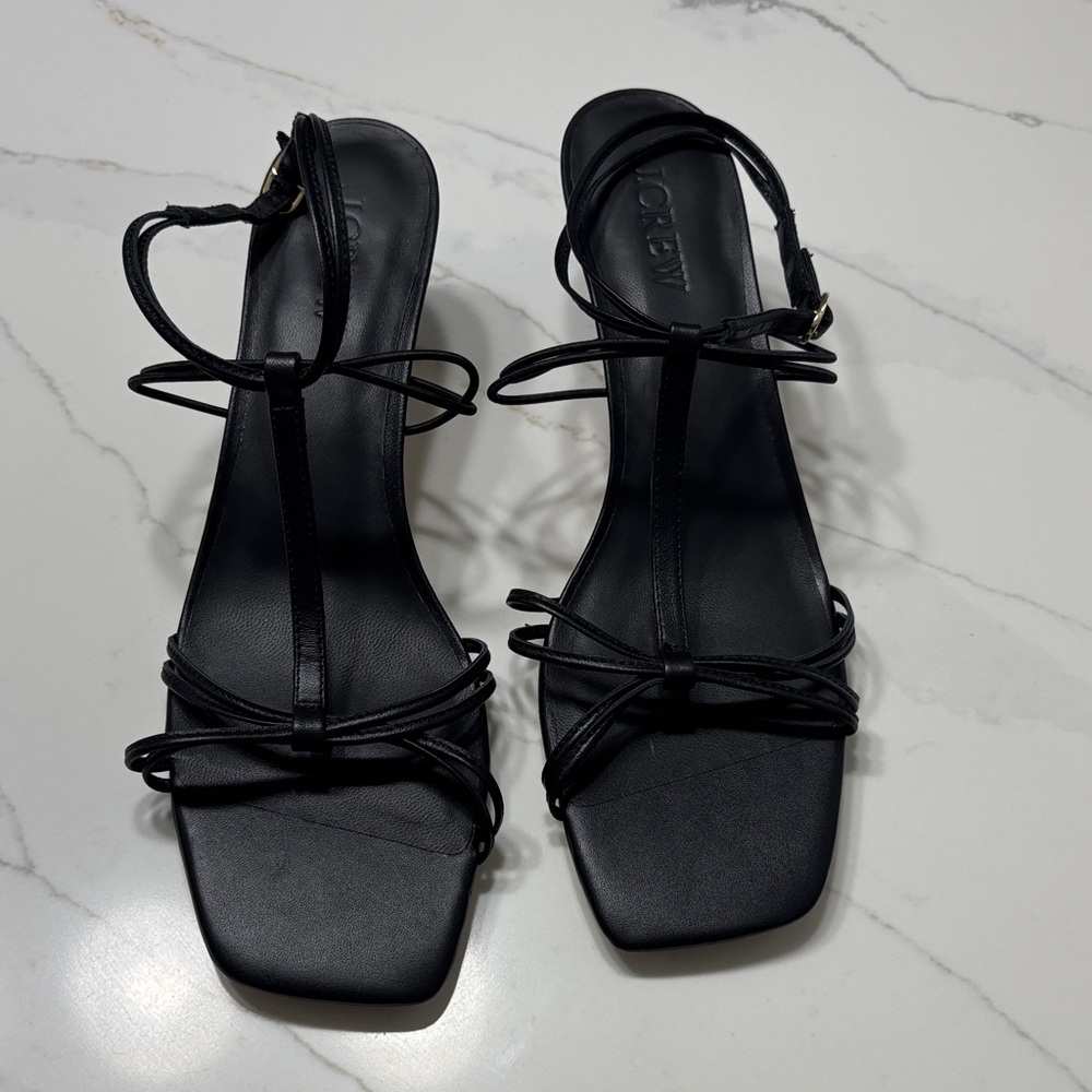 J. Crew Black Strappy Kitten Heel Sandals - Picture 3 of 8